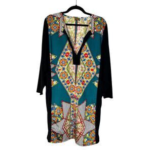 Bachata Dance Practice Dress M Rayon Salsa Kaftan Artsy Tribal Batwing Sleeves